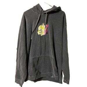 Pink + Dolphin Faded Black Hood Sweatshirt Pink Yellow Fireball Size XXL